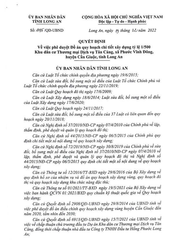 Quyết định phê duyệt 1/500