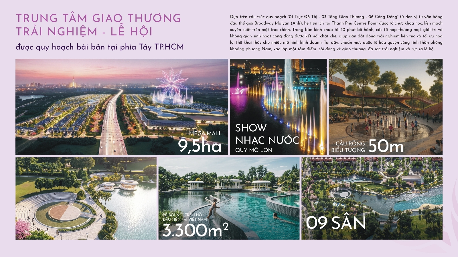 Hệ thống hồ bơi tràn bờ và không gian thư giãn đẳng cấp tại dự án.