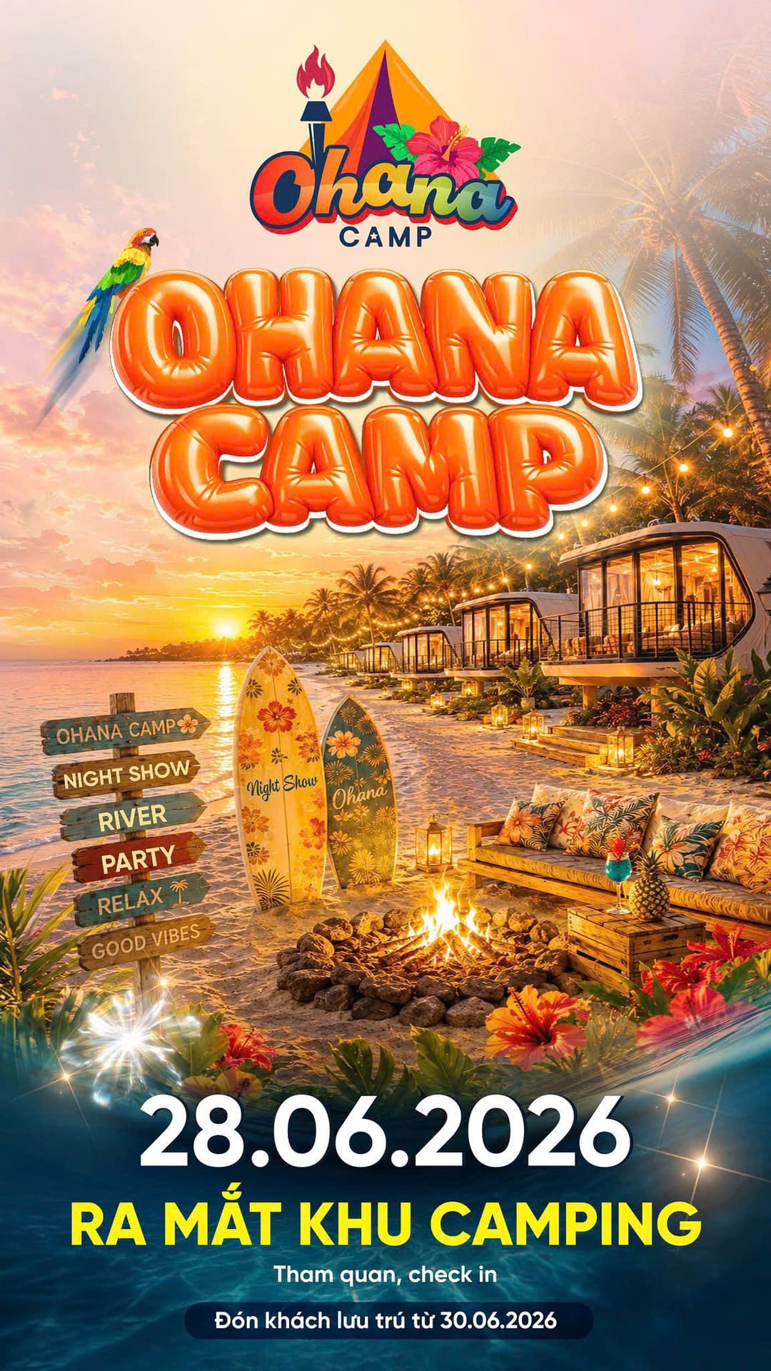 Poster sự kiện ra mắt Ohana Camp Hiệp Phước Premia ngày 28-06-2026