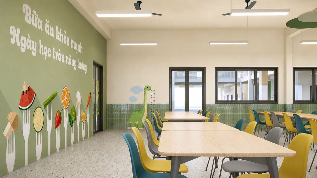 Toàn cảnh thiết kế trường tiểu học Tân Tập nhìn từ trên cao
