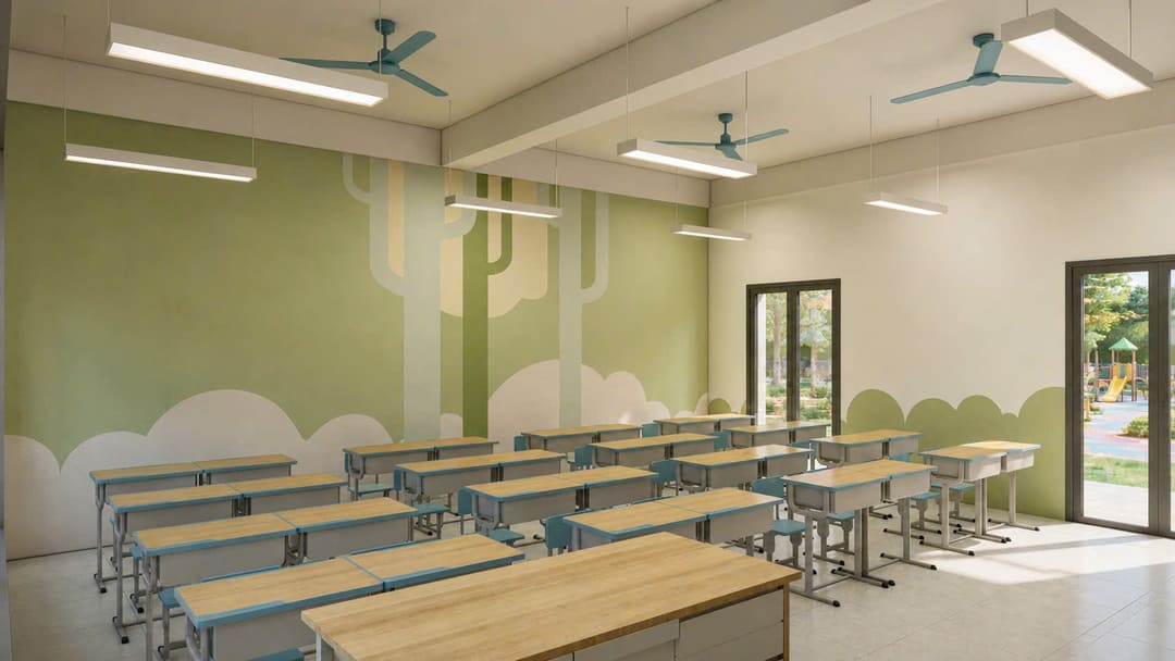 Thiết kế nội thất phòng học chuẩn quốc gia tại trường tiểu học Tân Tập